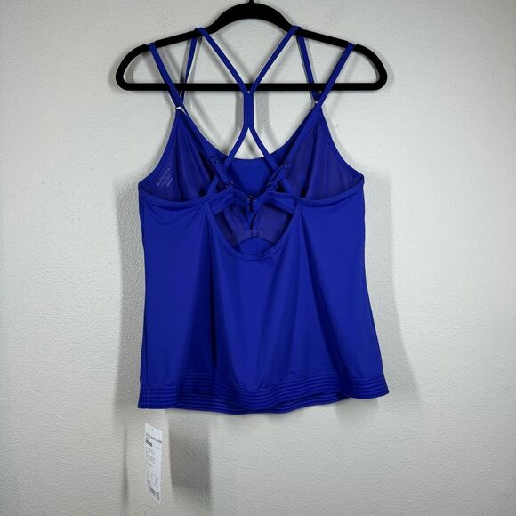 Athleta Cross Back Tank Blousy Swim Suit Top Tankini Caspian Blue 38D To 38DD - Picture 3 of 9